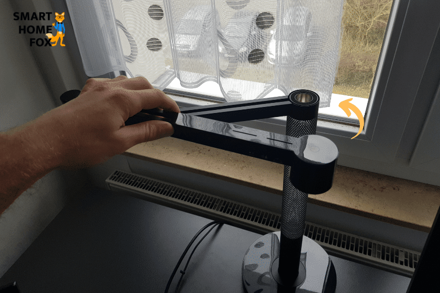 The arm of the Dyson Lightcycle Morph folds away